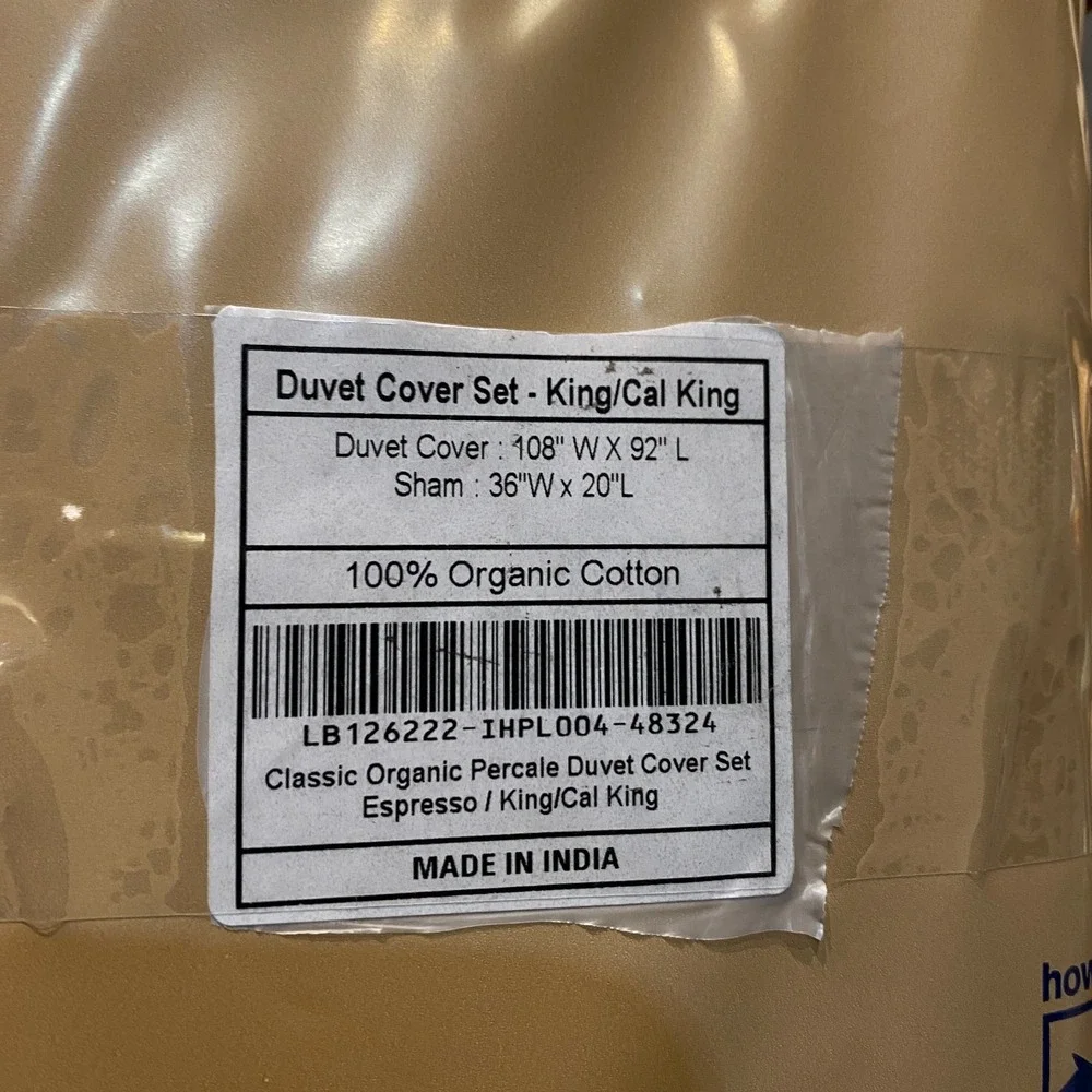 Quince Classic Organic Percale Duvet Cover Set Espresso King/California King